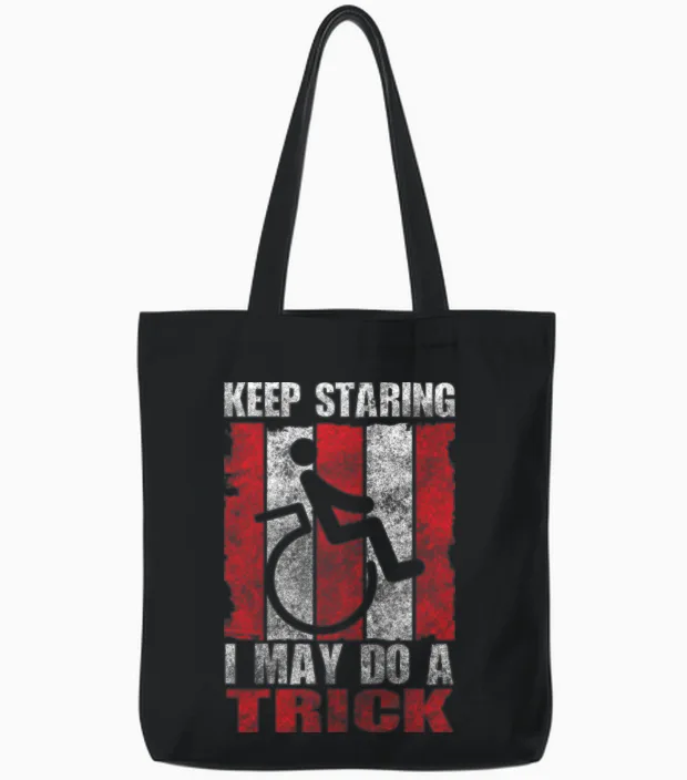 Wheelchair User Wheelchair Funny Irony Tote Bags in Black