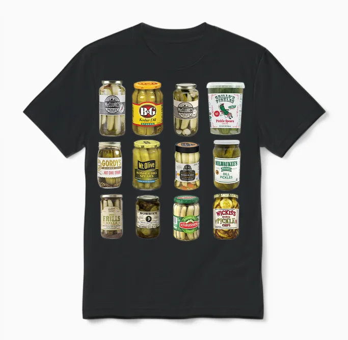 Vintage Canned Pickles Lover Funny Trendy Clothing Unisex T-Shirt in Black
