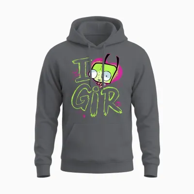 Invader Zim Valentine's Day I Love Gir T-Shirt Small Unisex Hoodie - Charcoal