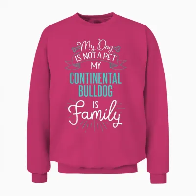 Niedliches Continental-Bulldogge-Design, Familien-Hund, Geschenk Unisex Sweatshirt - Heliconia
