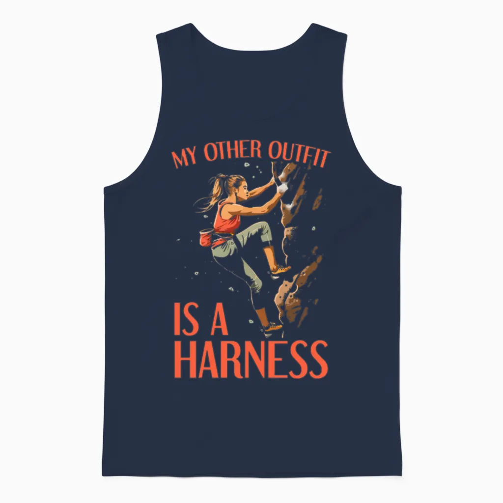 Bouldering Girl Boulderer Rock Climbing Wall Unisex Tank Top in Navy