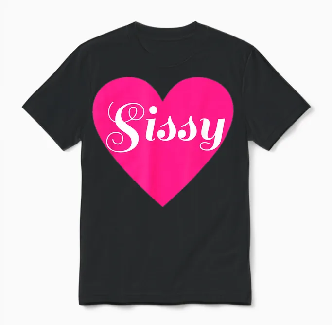 Sissy Love Femdom Femboy Maid in Herzform Unisex T-Shirt in Black