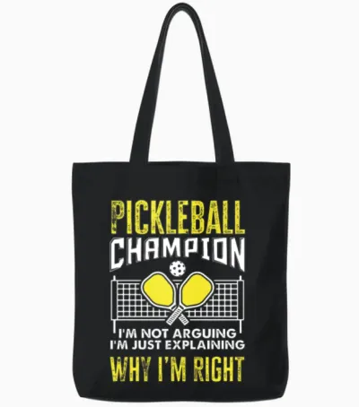 Pickleball Champion Funny Pickleball Gift Tote Bags - Black