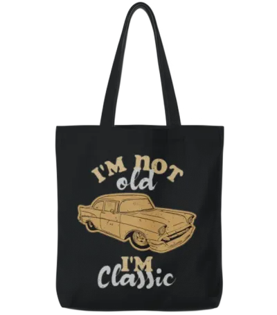 I'm Not Old I'm Classic Funny Car Graphic Tote Bags - Black