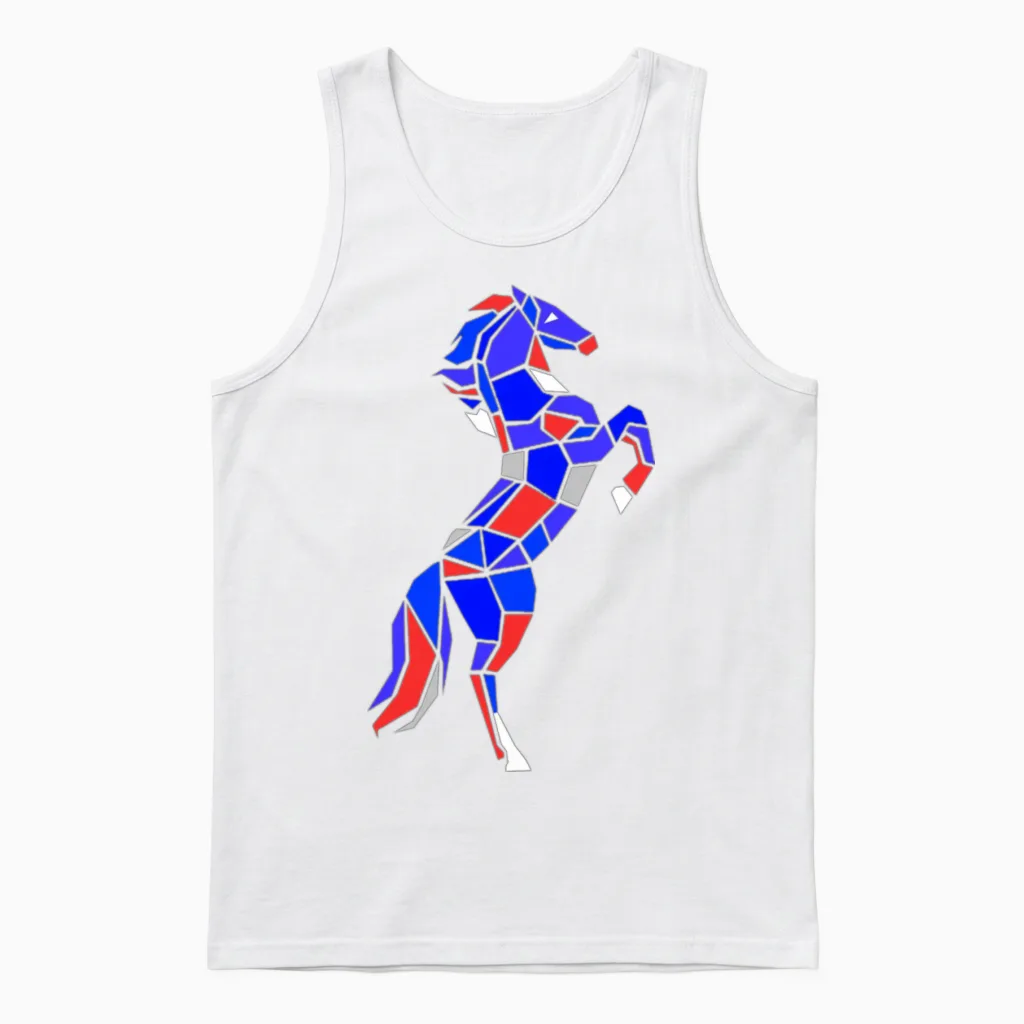 Prismatic Mosaic Horse Lovers Unisex Tank Top in White
