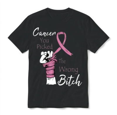 Cancer You Picked the Wrong Bitch Breast Cancer Unisex T-Shirt - Black