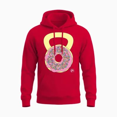 Doughnut Kettlebell Outline Unisex Hoodie - Red
