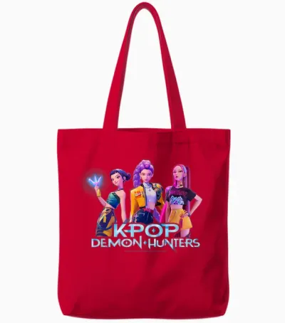 Kpop Demon Hunters Huntrix Group Officially Licensed Tote Bags - Red