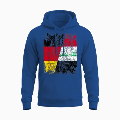 Irak Deutschland Flagge | Damen Herren Kinder | Irak Unisex Hoodie - Royal