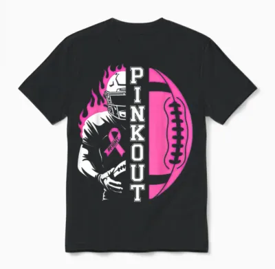 Football Pink Out Team Breast Cancer Unisex T-Shirt - Black