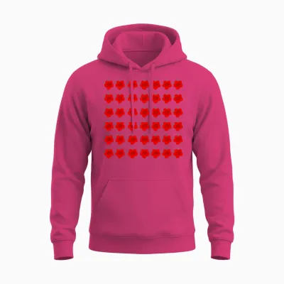 Retro Red Floral Pattern Unisex Hoodie - Heliconia