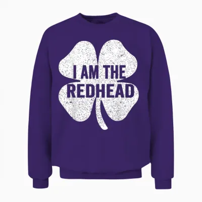 I Am the Redhead Dibs on the Redhead Funny St Patricks Day Unisex Sweatshirt - Purple