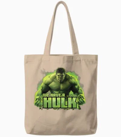 Marvel Infinity War We Have a Hulk T-Shirt, Black, S Tote Bags - Natural