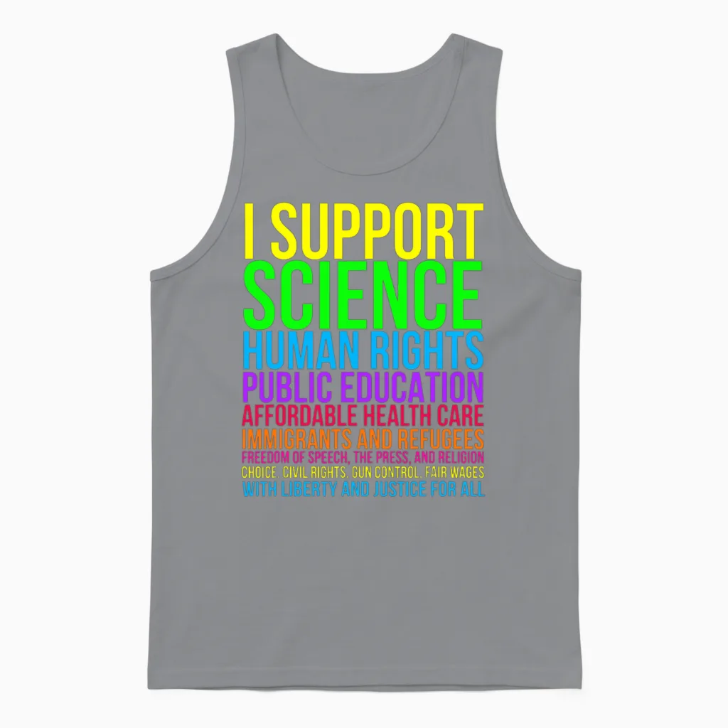 Science Human Rights Education Health Care Freedom Unisex Tank Top in Sport Grey
