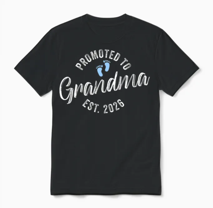 Promoted to Grandma 2026 Unisex T-Shirt in Black