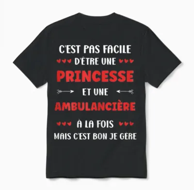 Departure Occupation Ambulance Humour Princess Ambulance T-Shirt, Black, Female X-Small Unisex T-Shirt - Black
