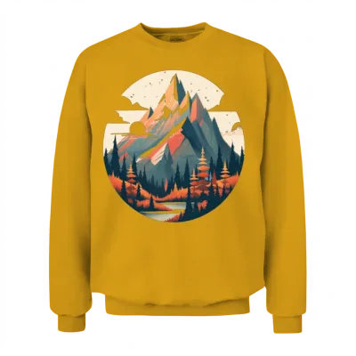 Retro Sunset Mountain Unisex Sweatshirt - Gold