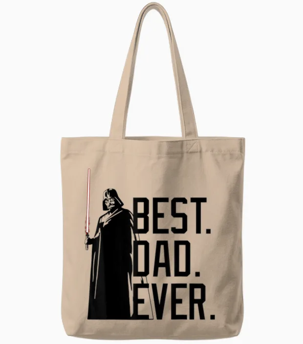 Star Wars Darth Vader Best Dad T-Shirt, White, S Tote Bags in Natural