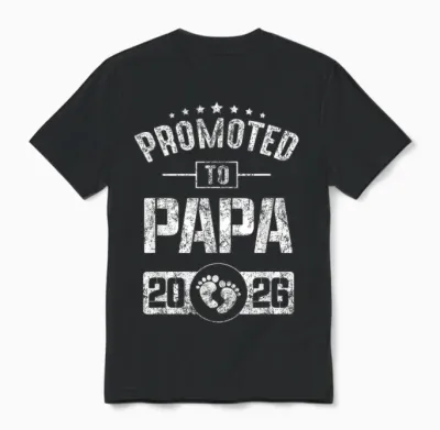 Mens Soon to Be Papa Est.2026 Father's Day First Time Dad Unisex T-Shirt - Black