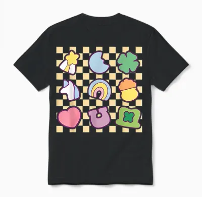 Groovy Lucky Charm Saint Patrick's Day Women's Shamrock Unisex T-Shirt - Black