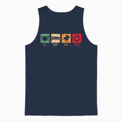 Horse Racing Unisex Tank Top - Navy