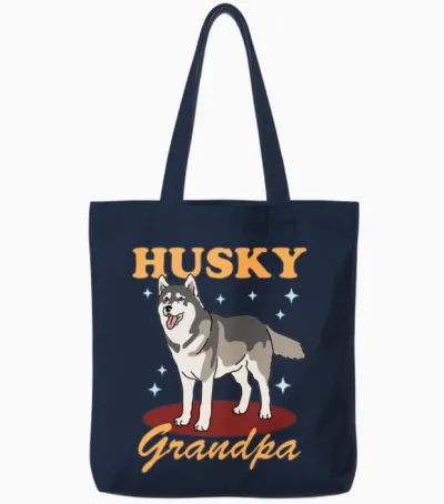 Husky Grandpa Dog Owner Siberian Husky Tote Bags - Navy