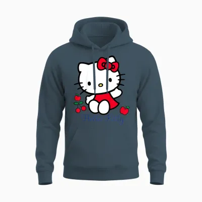 Hello Kitty Cherry Bow Sweet Cute Friends Xoxo Pose Classic Unisex Hoodie - Dark Heather