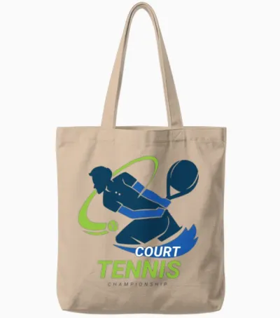 Tennis Court Championship Tote Bags - Natural
