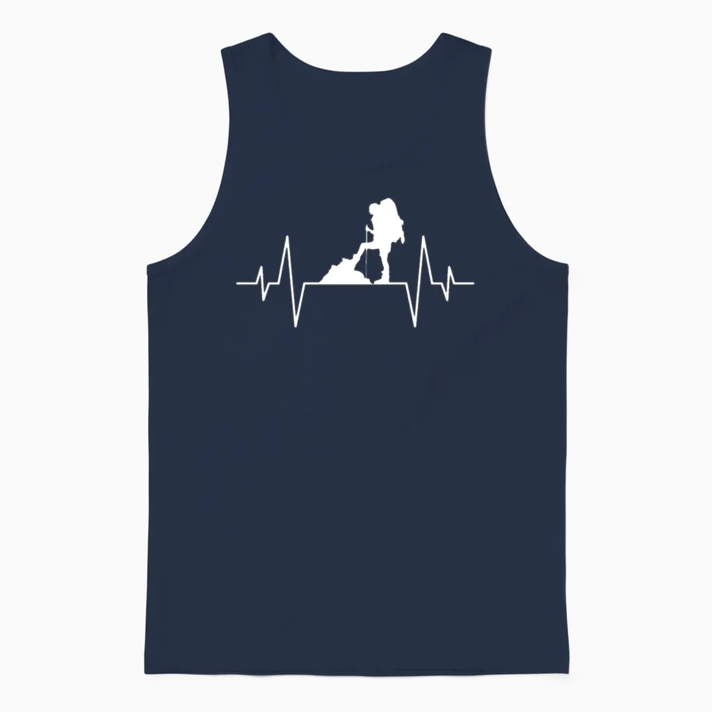 Hiking Heartbeat & Outdoors Unisex Tank Top in Navy