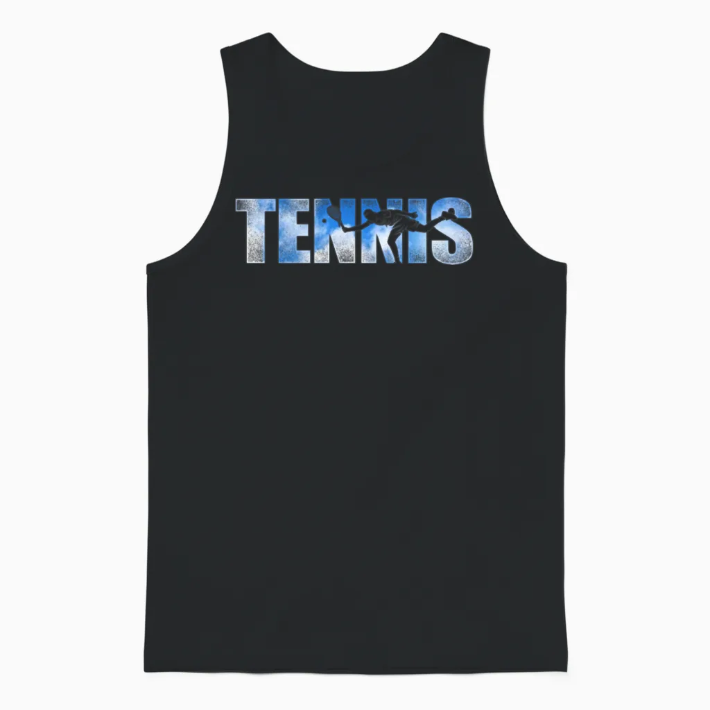 Funny Tennis Player Racket Serve Unisex Tank Top in Black