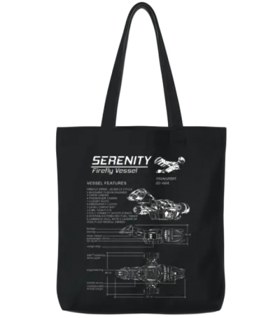 Serenity - Firefly Vessel Awesome T-Shirt for Fa Tote Bags - Black