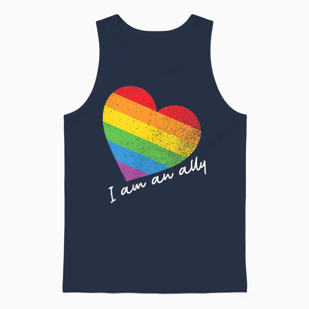Ally Rainbow Heart Pride Csd-Party Für Schwule Lesben Und Queer Lgbtq+ Unisex Tank Top in Navy