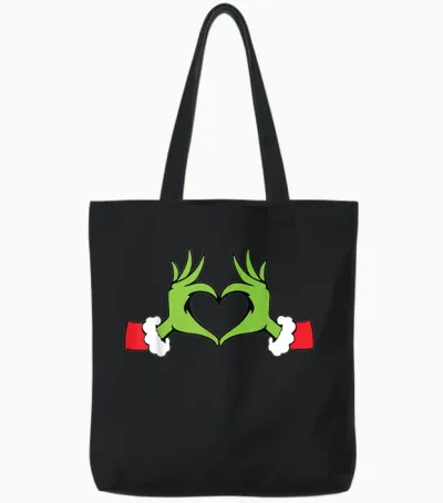 Funny Elf with Cute Heart Hands Style Christmas Costumes Tote Bags - Black
