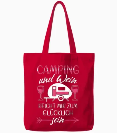 Lustiger Damen Camping Und Wein Spruch Camper Reise Spruch Tote Bags - Red