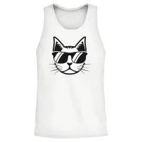 Chill Cat with Sunglasses Illustration Unisex Tank Top - White – 2