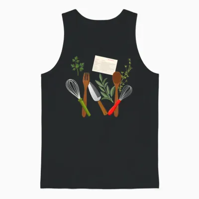 Retro Recipe Utensils Unisex Tank Top - Black
