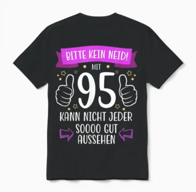 Decorative 95th Birthday Woman Man Gift Box Funny 95 Years T-Shirt, Black, S Unisex T-Shirt - Black