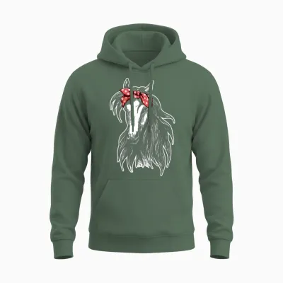 Horse Wearing Bandana Unisex Hoodie - Military Green