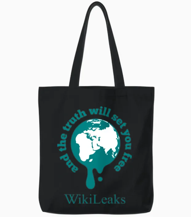 Wikileaks and the Truth Will Set You Free Tote Bags in Black