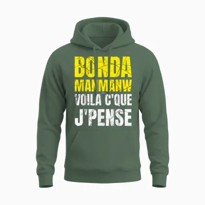 Bonda Manmanw Here's What I Think by Kreyolsat Unisex Hoodie - Military Green