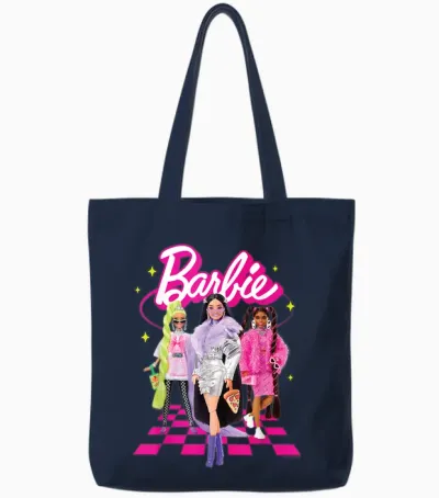 Barbie - Y2k Trio T-Shirt, White Tote Bags - Navy