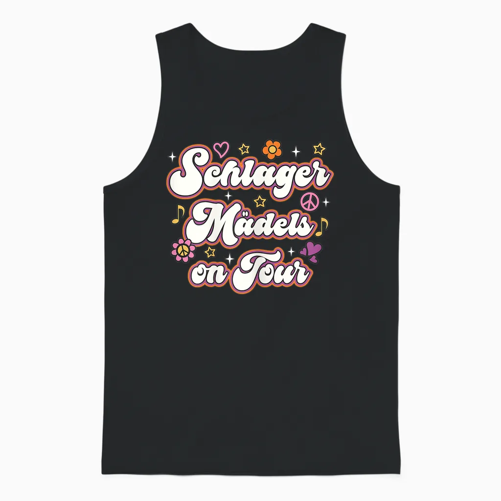 Schlager Girls on Tour Schlager Party Team T-Shirt, Black Unisex Tank Top in Black
