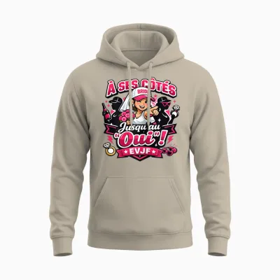 Evjf Women's Bride to Be Wedding Funny Humor by Her Side Unisex Hoodie - Sand