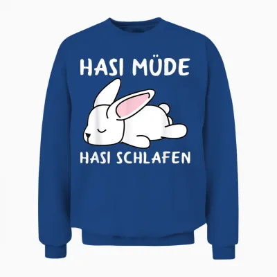Hasi Tired Hasi Sleeping Shirt Rabbit Bunny T-Shirt, Black Unisex Sweatshirt - Royal
