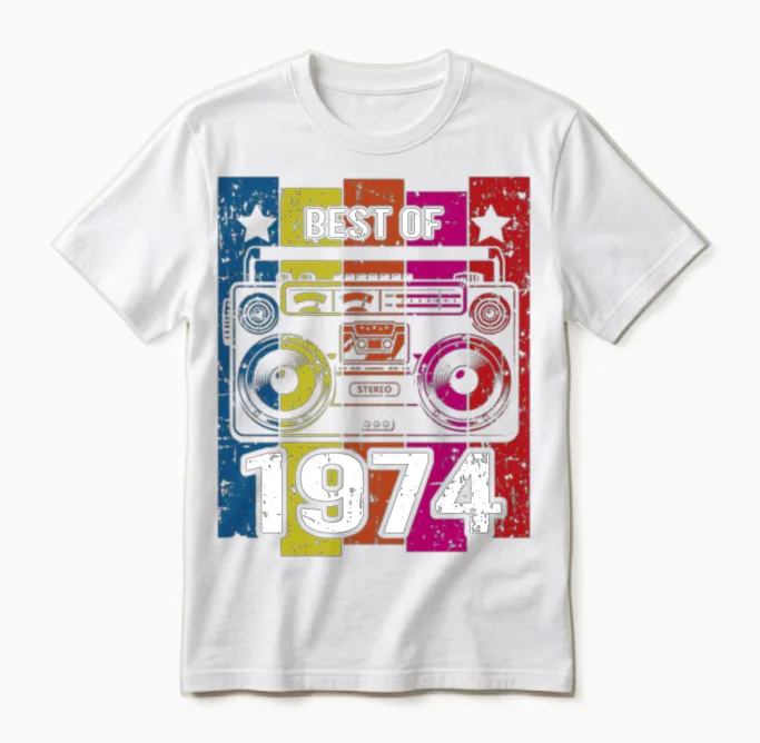 Best of 1974 Stereo Radio Cassette Player Birthday Unisex T-Shirt in White