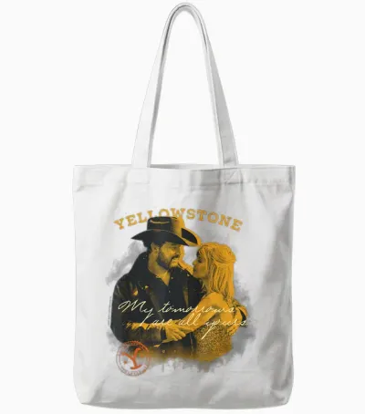 Yellowstone Beth Dutton Rip Wheeler My Morning T-Shirt, Black Tote Bags - White