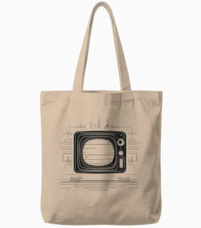 Retro Tv Drawing Tote Bags - Natural