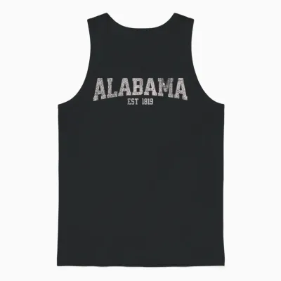 Classic Alabama Print Retro Varsity Vintage Alabama Unisex Tank Top - Black