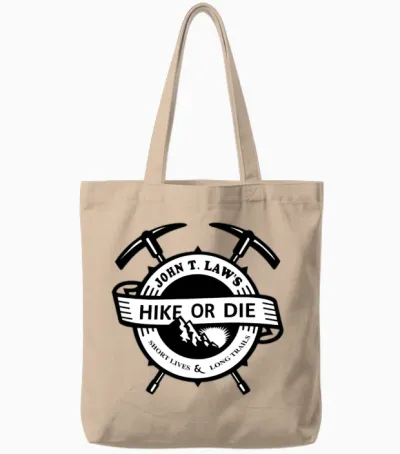 Hike or Die Mountain Crest Tote Bags - Natural