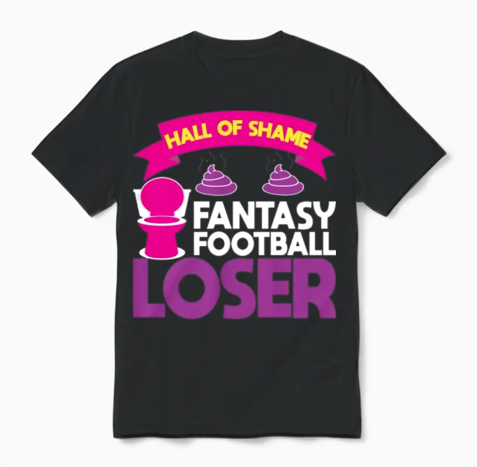 Fantasy Football Loser Poop Funny Unisex T-Shirt in Black